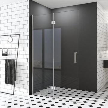 Boroyal Walk-in-Duschwand mit Falttür – 70/75/80/90/100/120 × 195 cm – 6 mm ESG-Sicherheitsglas mit Nanobeschichtung