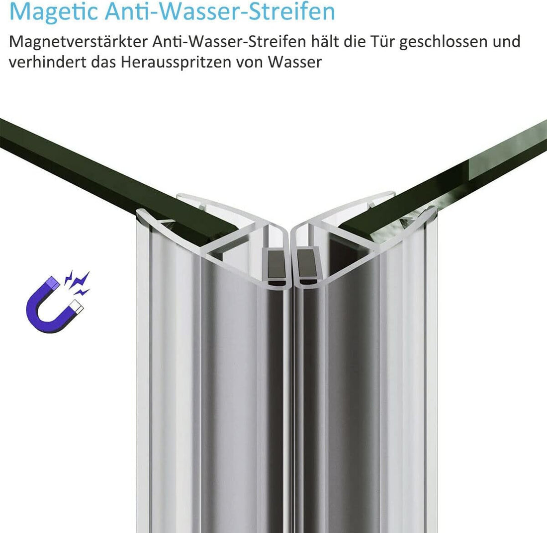 Boroyal Eckdusche mit Pendeltüren und Festteilen, 6 mm Nano-ESG, Höhe 185 cm