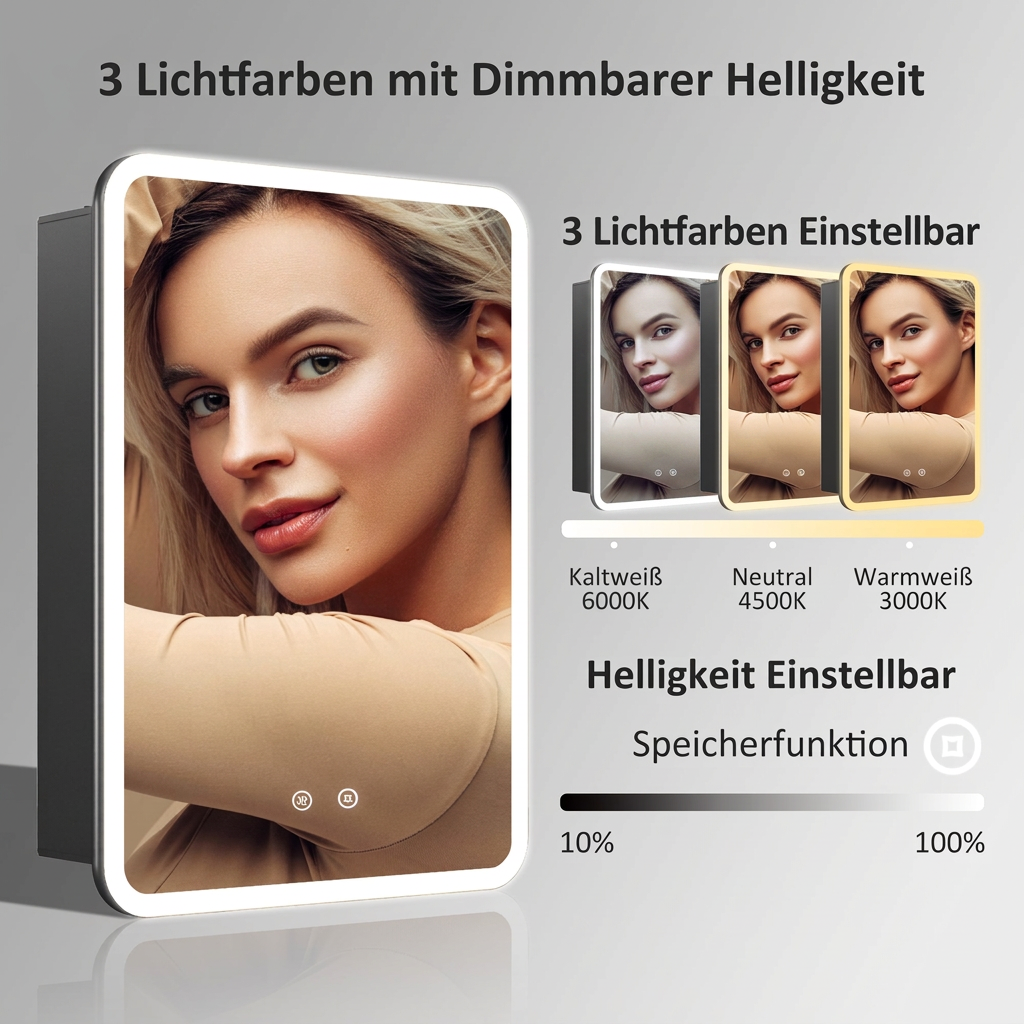Boroyal MC46AD – drei Lichtfarben mit Kaltweiß 6000 K und dimmbarer Helligkeit