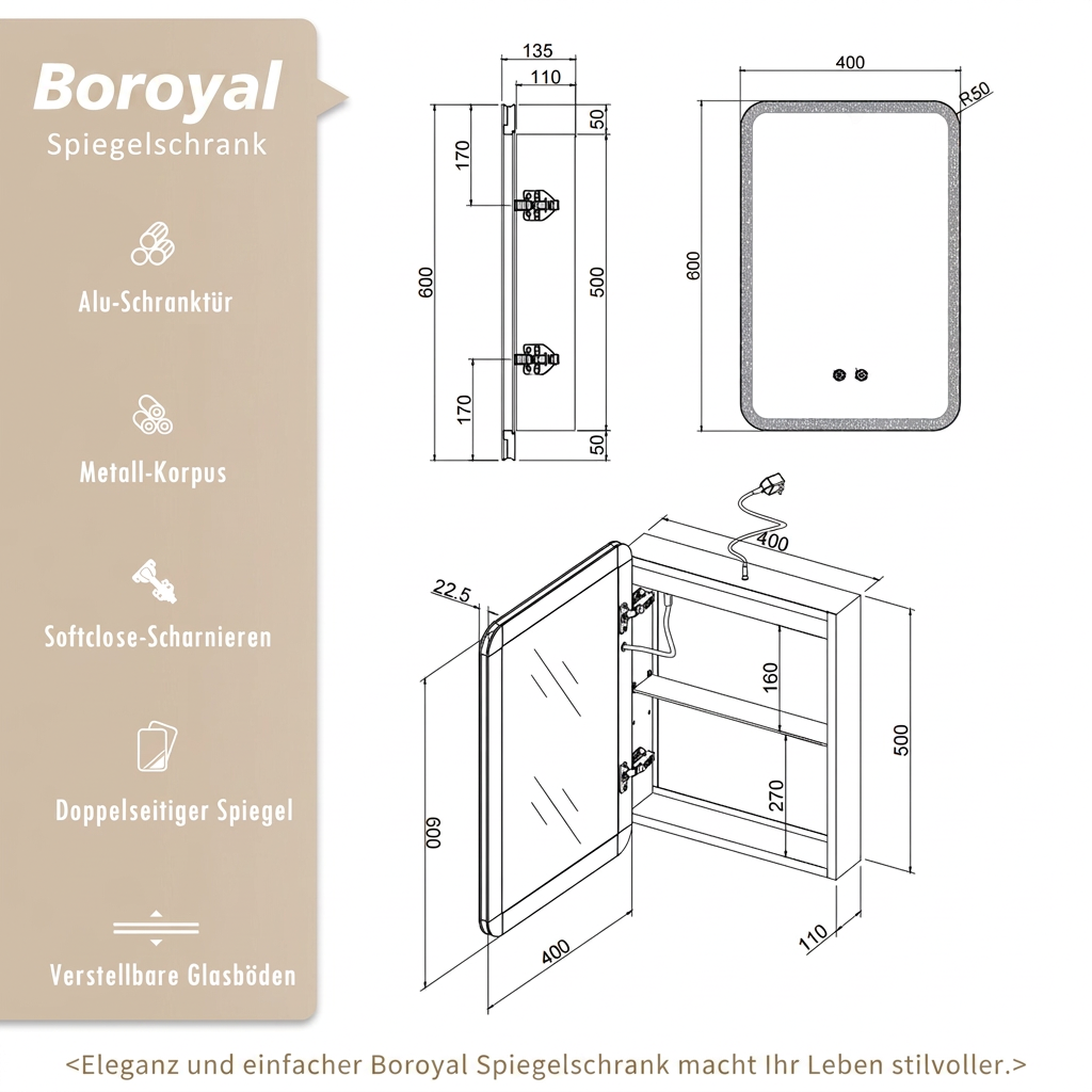 Boroyal MC46AD – Maßzeichnung